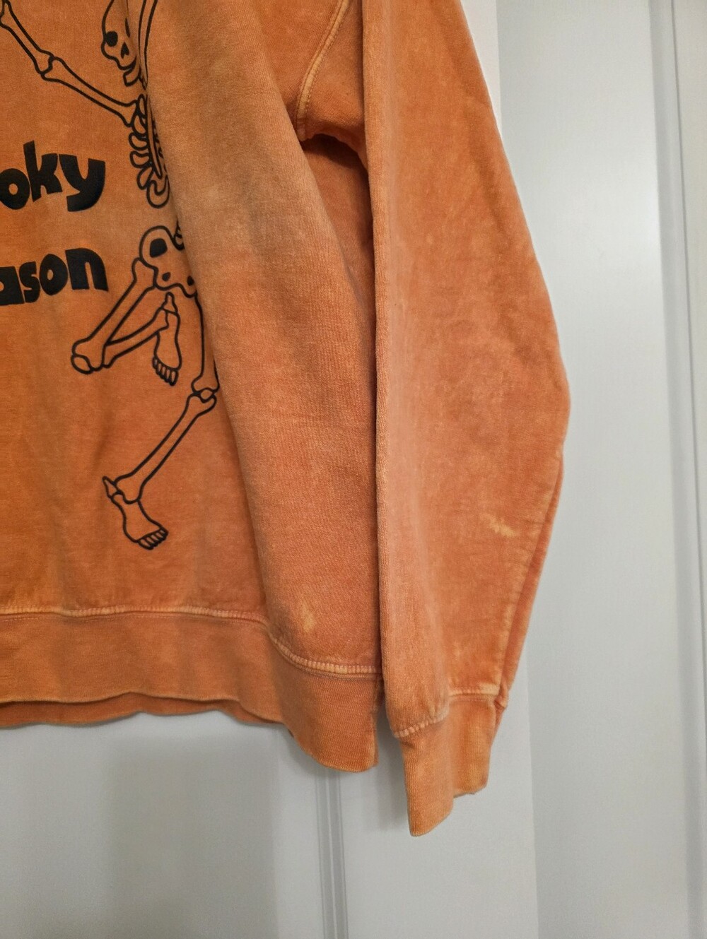 Spooky Season Skeleton Sweatshirt Acidwash Orange Unisex Small Halloween Fall - Picture 2 of 7